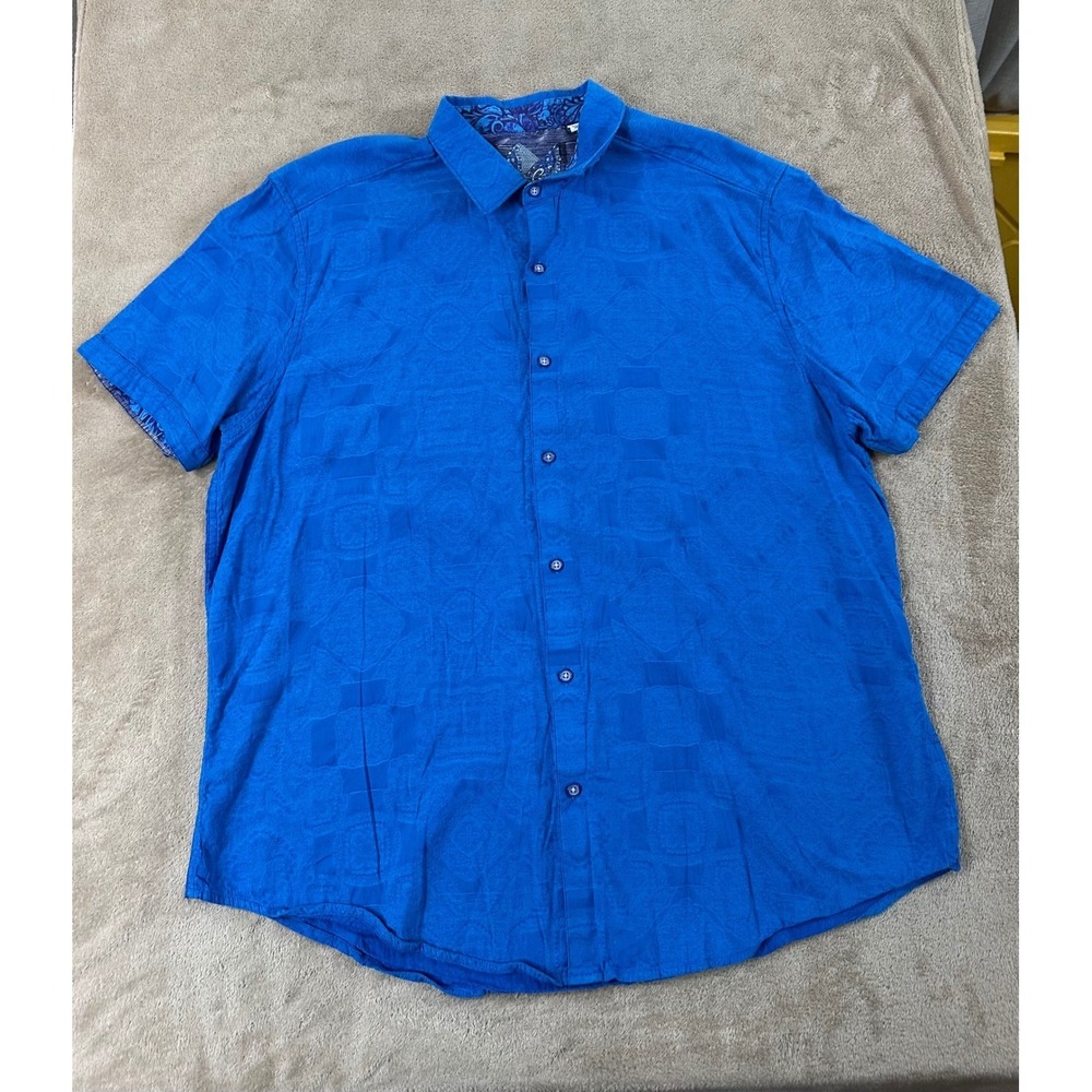 Robert Graham shirt Classic Fit Mens size 3XL Blue Jacquard short sleeve EUC